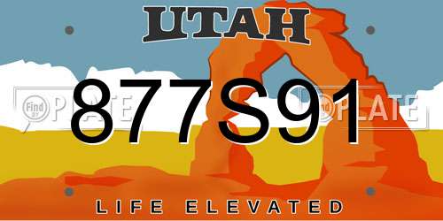 877S91 Utah License Plate