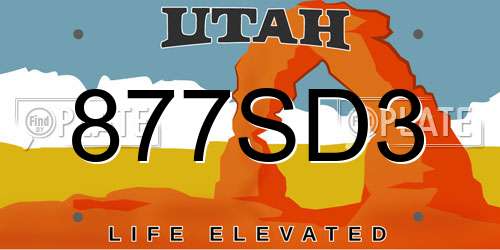 877SD3 Utah License Plate