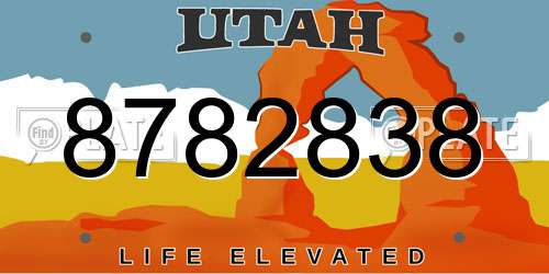 8782838 Utah License Plate