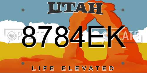 8784EK Utah License Plate