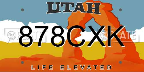 878CXK Utah License Plate