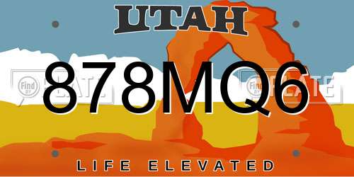 878MQ6 Utah License Plate