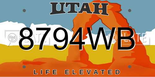 8794WB Utah License Plate