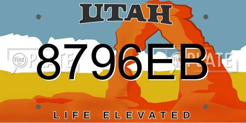 8796EB Utah License Plate