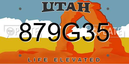 879G35 Utah License Plate