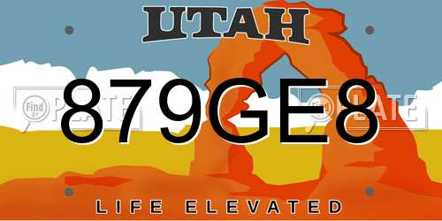 879GE8 Utah License Plate