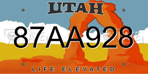 87AA928 Utah License Plate
