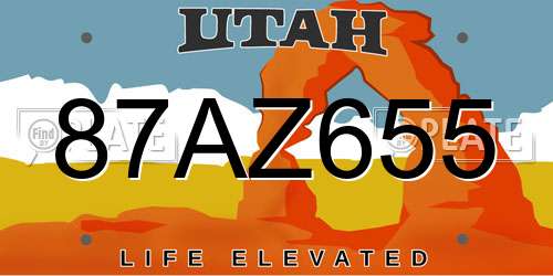 87AZ655 Utah License Plate