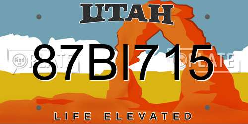 87BI715 Utah License Plate