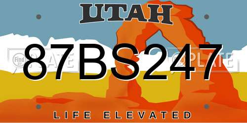 87BS247 Utah License Plate