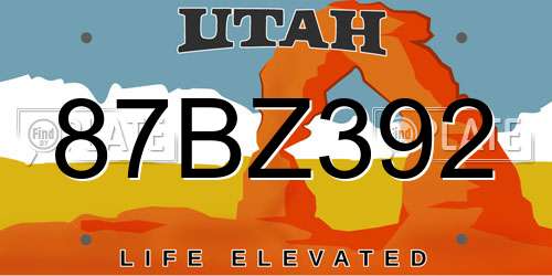 87BZ392 Utah License Plate