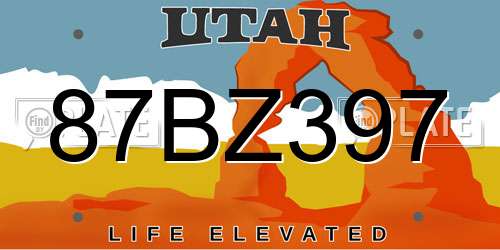 87BZ397 Utah License Plate