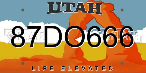 87DO666 Utah License Plate