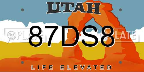 87DS8 Utah License Plate