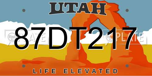 87DT217 Utah License Plate