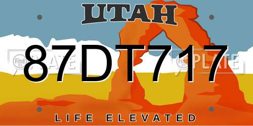 87DT717 Utah License Plate