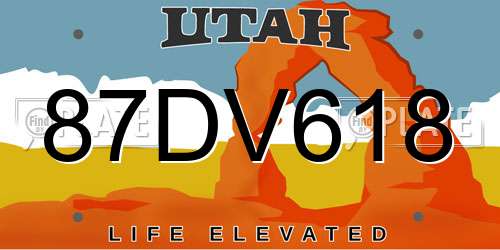 87DV618 Utah License Plate