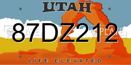 87DZ212 Utah License Plate