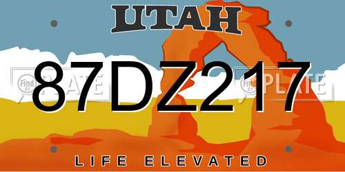 87DZ217 Utah License Plate