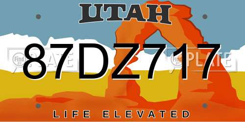 87DZ717 Utah License Plate