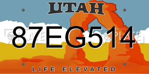 87EG514 Utah License Plate