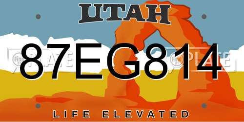 87EG814 Utah License Plate