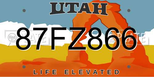 87FZ866 Utah License Plate