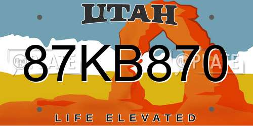 87KB870 Utah License Plate