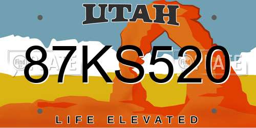 87KS520 Utah License Plate