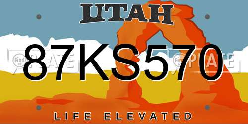 87KS570 Utah License Plate