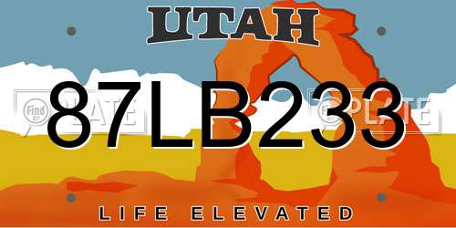 87LB233 Utah License Plate