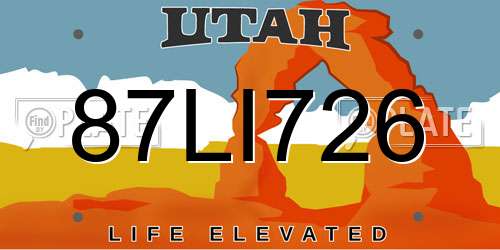 87LI726 Utah License Plate