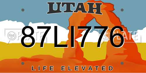 87LI776 Utah License Plate