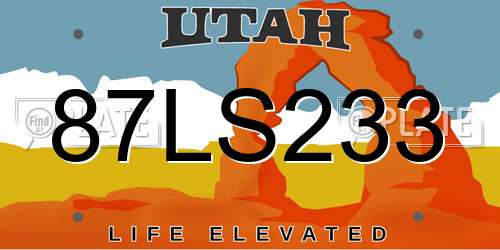 87LS233 Utah License Plate