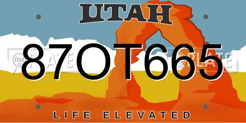 87OT665 Utah License Plate