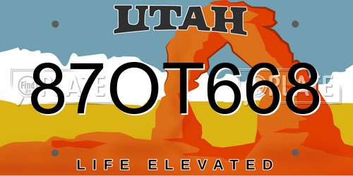87OT668 Utah License Plate