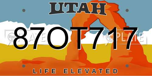 87OT717 Utah License Plate