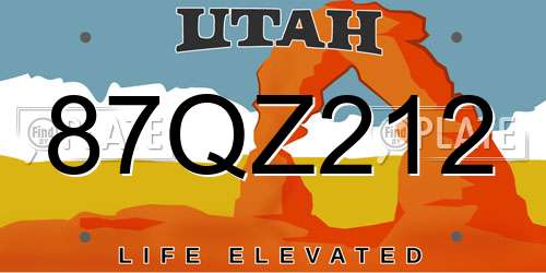 87QZ212 Utah License Plate