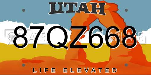 87QZ668 Utah License Plate