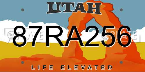 87RA256 Utah License Plate