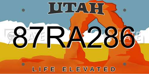 87RA286 Utah License Plate