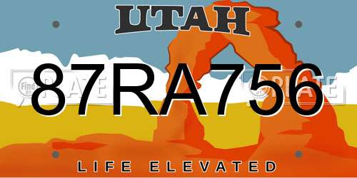 87RA756 Utah License Plate