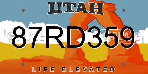 87RD359 Utah License Plate
