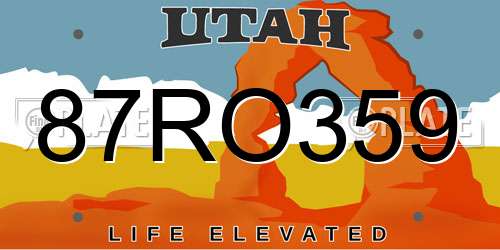 87RO359 Utah License Plate