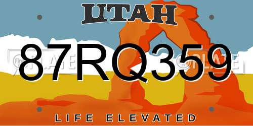 87RQ359 Utah License Plate
