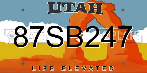 87SB247 Utah License Plate