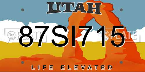 87SI715 Utah License Plate