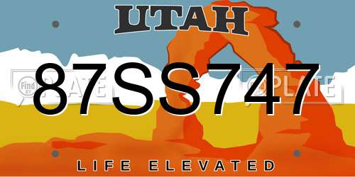 87SS747 Utah License Plate