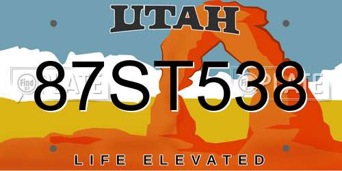 87ST538 Utah License Plate