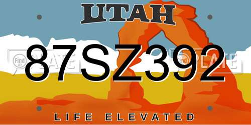 87SZ392 Utah License Plate